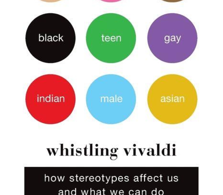 Book cover of Whistling Vivaldi, showing nine colored circles, arranged three by three
