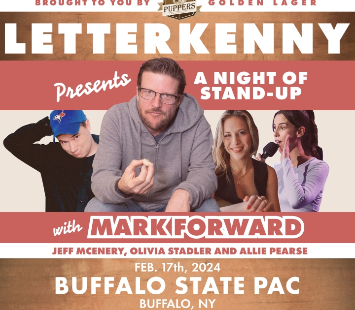 Promo poster for Letterkenny showing the lead comedians