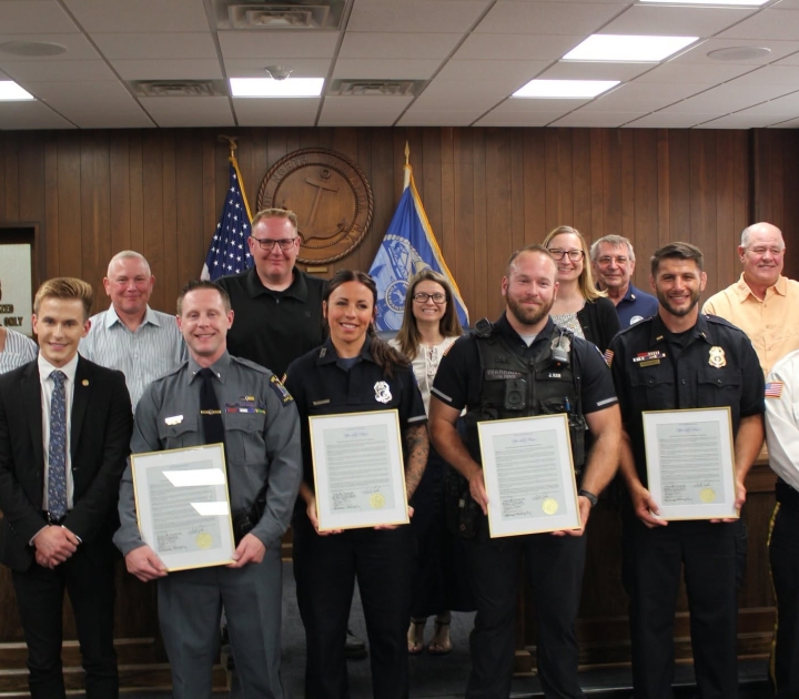 The honored officers with members of the North Tonawanda City Council