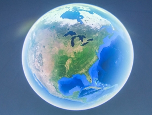 A projection of Earth generated by the Whitworth Ferguson Planetarium