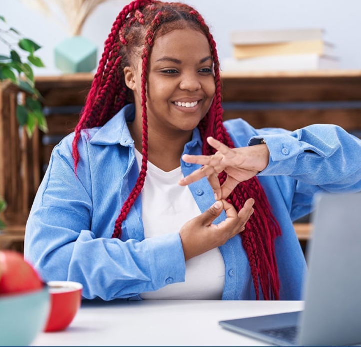 Woman doing sign language