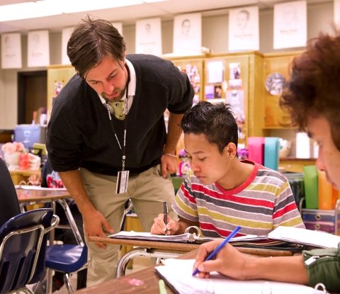 Student teacher in class