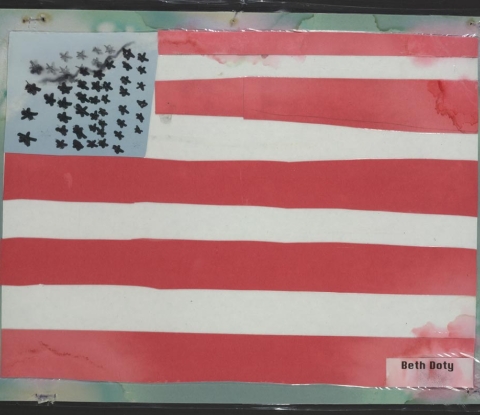 Child's drawing of the American flag