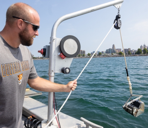 Brian Haas operating equipment on the water