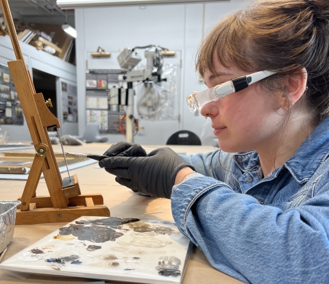 Rebecca Heyman working in conservation lab