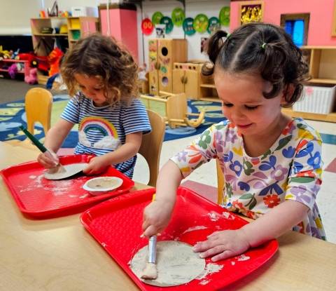 Toddlers doing an art project