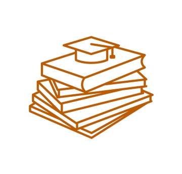 Icon-stack of books with graduation cap