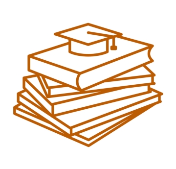 Icon-stack of books with graduation cap