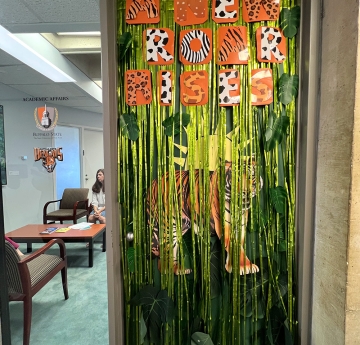 Office door decorated for Homecoming