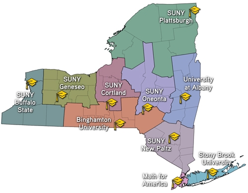 Map of NY State showing the nine master teacher regions