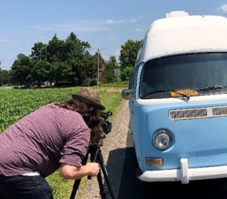 VW bus and camera crew