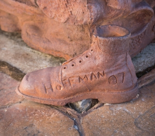 Close up of the boot Hoffman signed