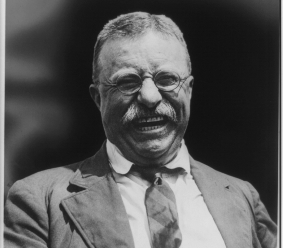 Portrait of Teddy Roosevelt laughing, circa June 17, 1919