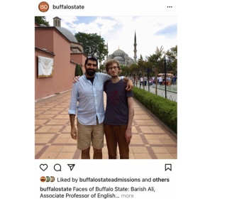 Instagram screen shot of Barish Ali and a student
