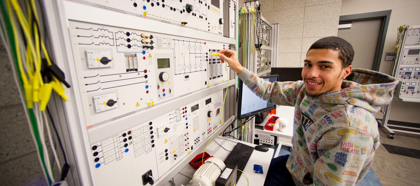 Engineering student in the Smart Grid Lab