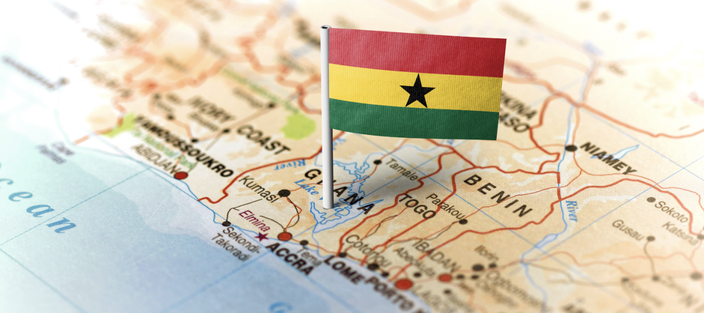 Ghana on a map