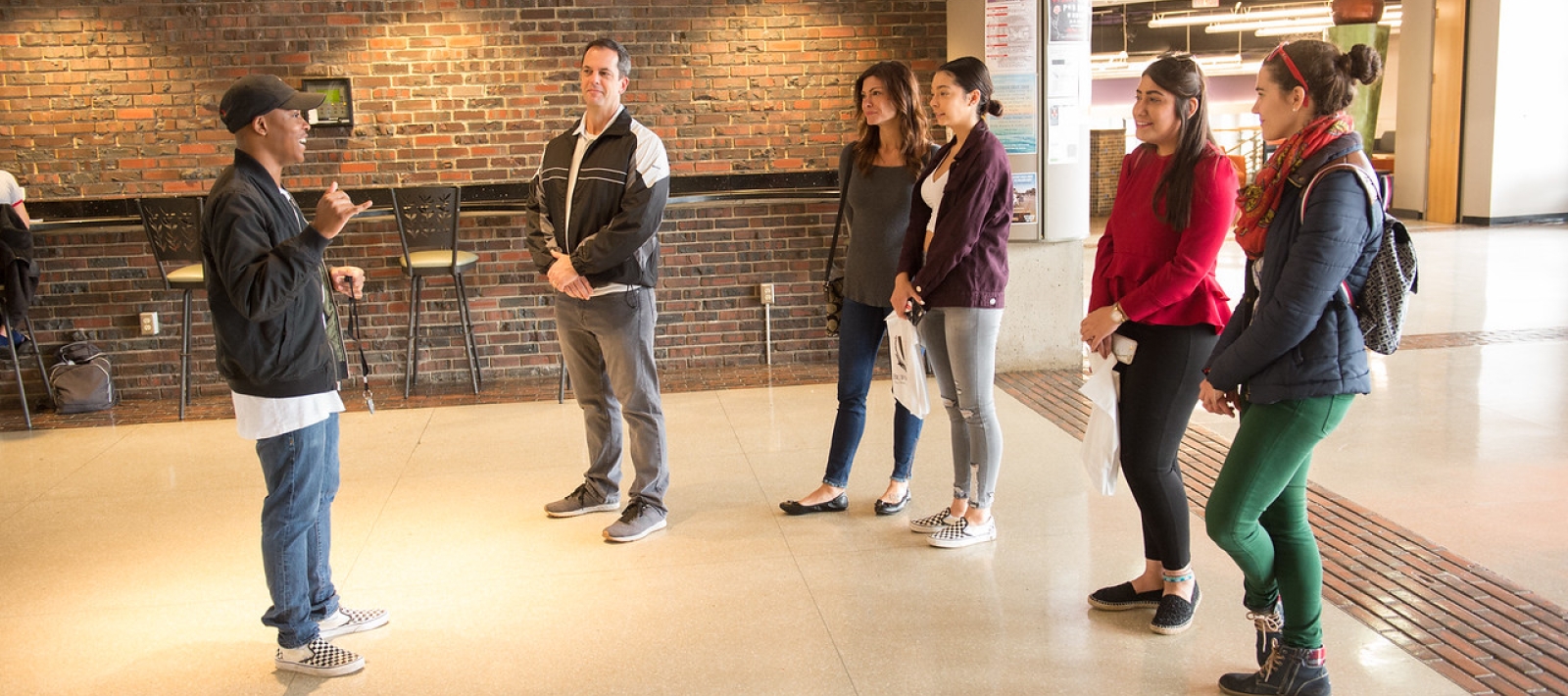 Students and parents on campus tour