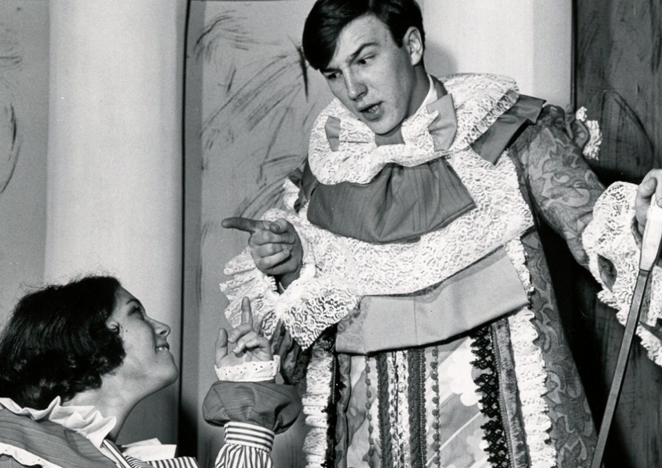 Two students in a 1968 Casting Hall production