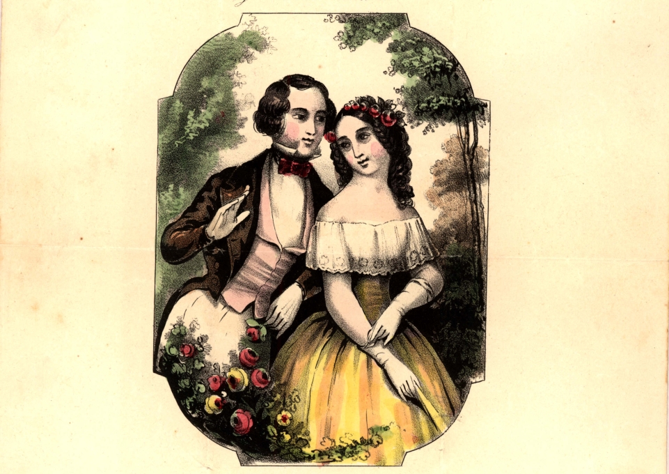 Valentine from 1840 showing man courting woman