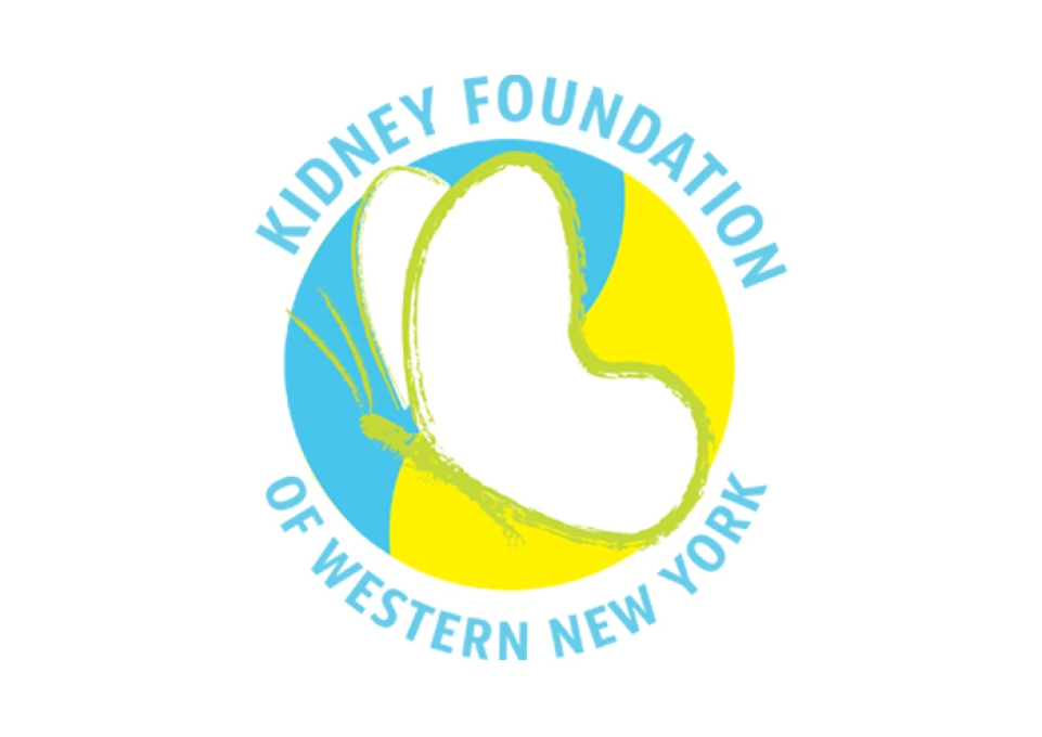 Kidney Foundation logo, butterfly in a circle