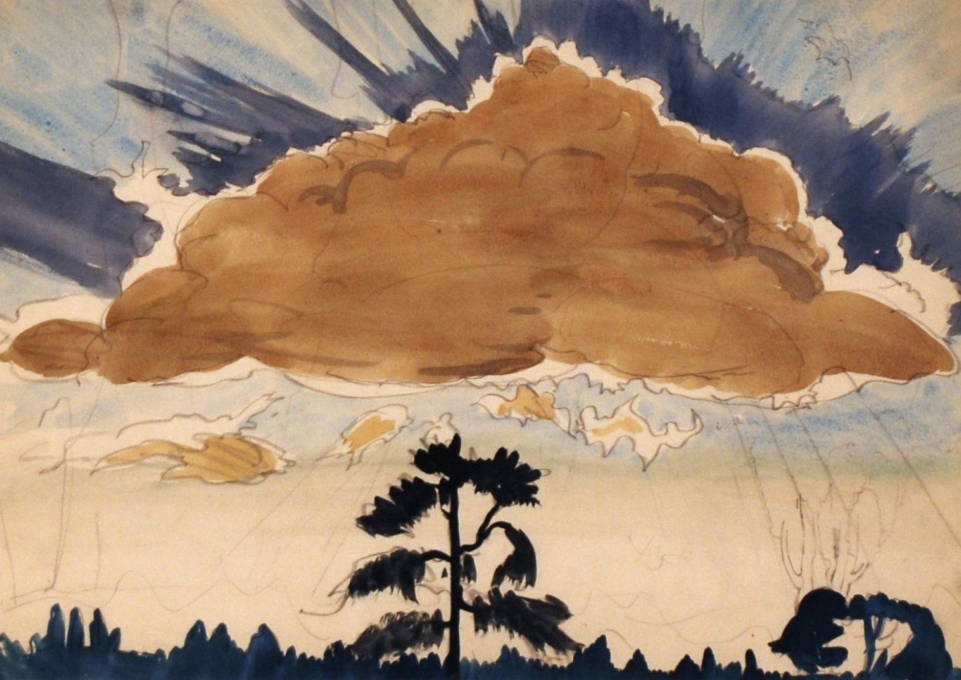 Charles E. Burchfield (1893-1967), Sun Behind Cloud, July 5, 1916, watercolor with graphite on paper, Burchfield Penney Art Center, Gift of Tony Sisti, 1979.