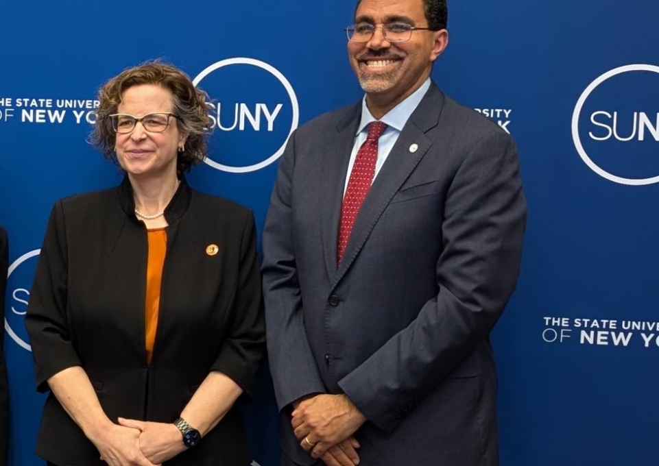 Buffalo State University Incoming President Jennifer L. Burris, Ph.D., with SUNY Chancellor John B. King Jr.